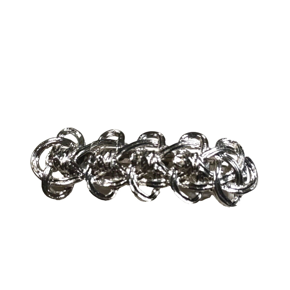 Barrette Tension Hair Clip Silver Tone Weavers Knots Sailors Beach Ocean...